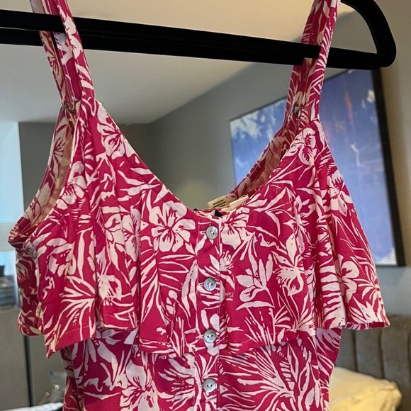 Roxy Electric Feels Tropical Tank Top Pink and White Size Small - Picture 5 of 7